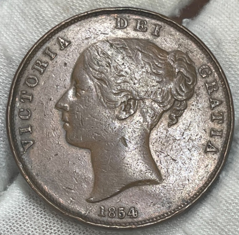 1854 Great Britain One Penny Coin High Value