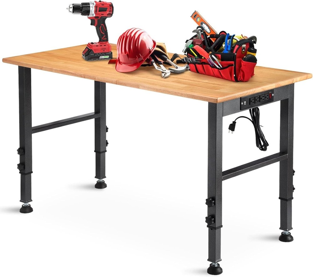 Versatile 48" Adjustable Workbench with Certified Power Outlets - 2000 lbs
