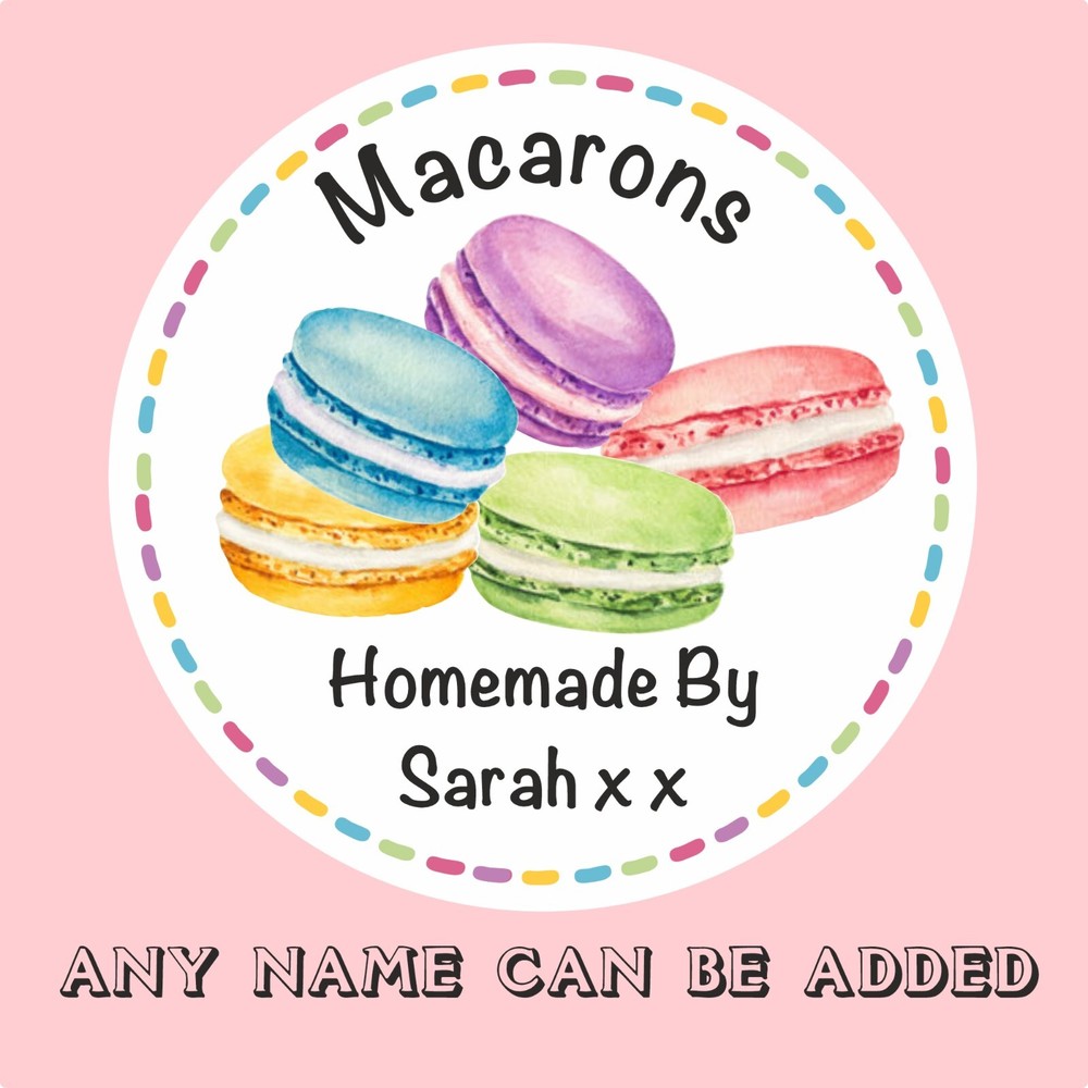 39 Personalised Macarons  Baking Stickers  Cake Box Labels Boxes, Bags, Gift