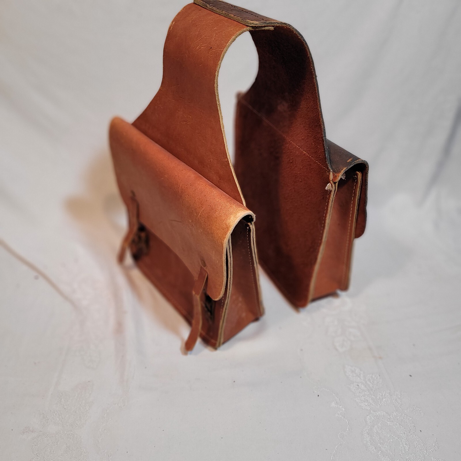 Vintage Leather Saddlebags Horse Western Gear Satchel Tack, read