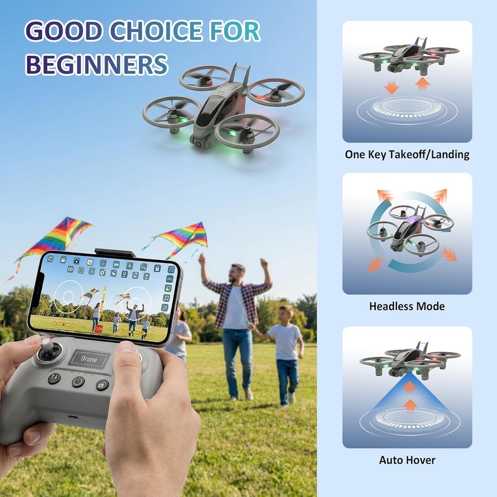 Mini Drone with Camera 1080P HD FPV RC Quadcopter for Kids & Beginners Foldable