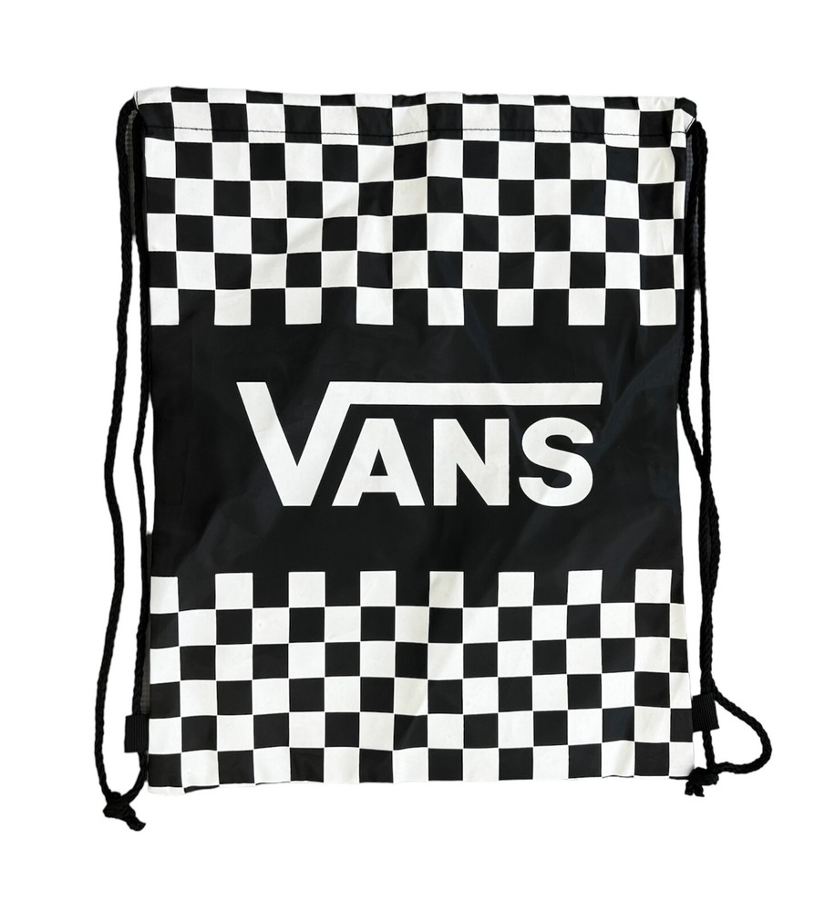 VANS BACKPACK DRAWSTRING BAG BLACK AND WHITE CHECKERED