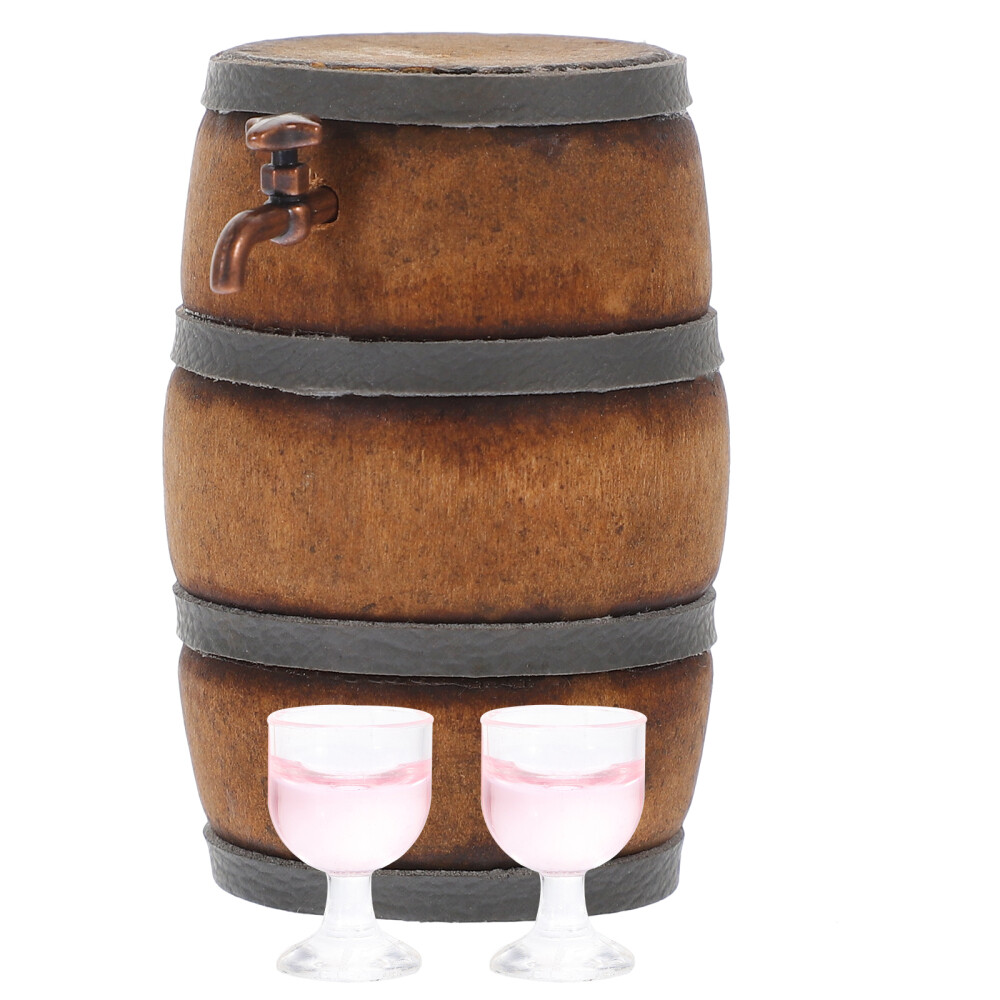 Mini Wine Barrel Set Miniature Restaurant Accessories Tiny House
