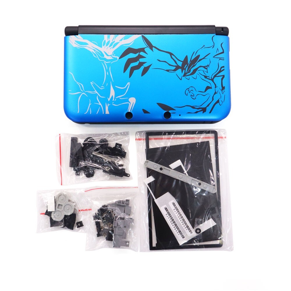 Blue Poke Full Housing Case Shell Complete Set Replacement Kit for 3DS XL/LL