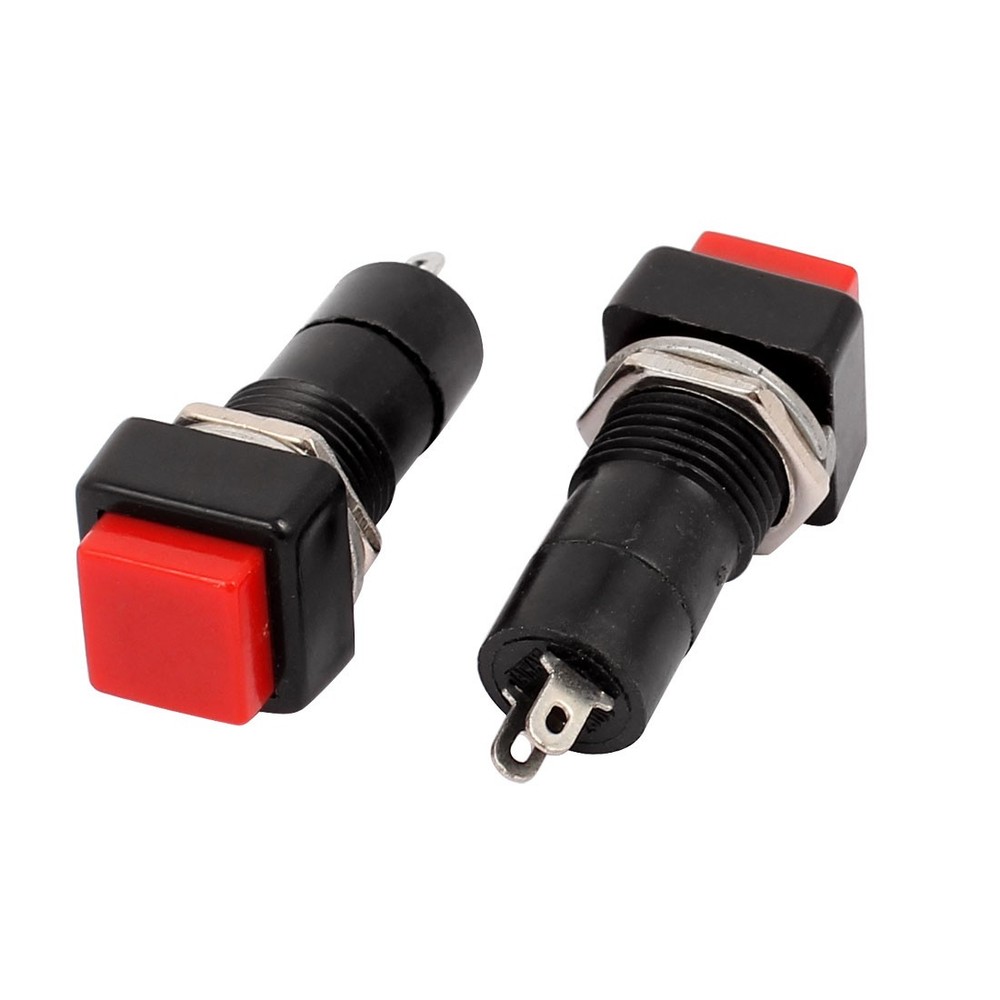 5pcs Red Square Momentary Push Button Switch SPST NO AC 250V 3A