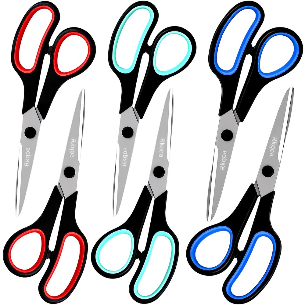 Black Scissors Bulk, 8" All Purpose Scissors Pack - Thick Sharp Shears for Of...