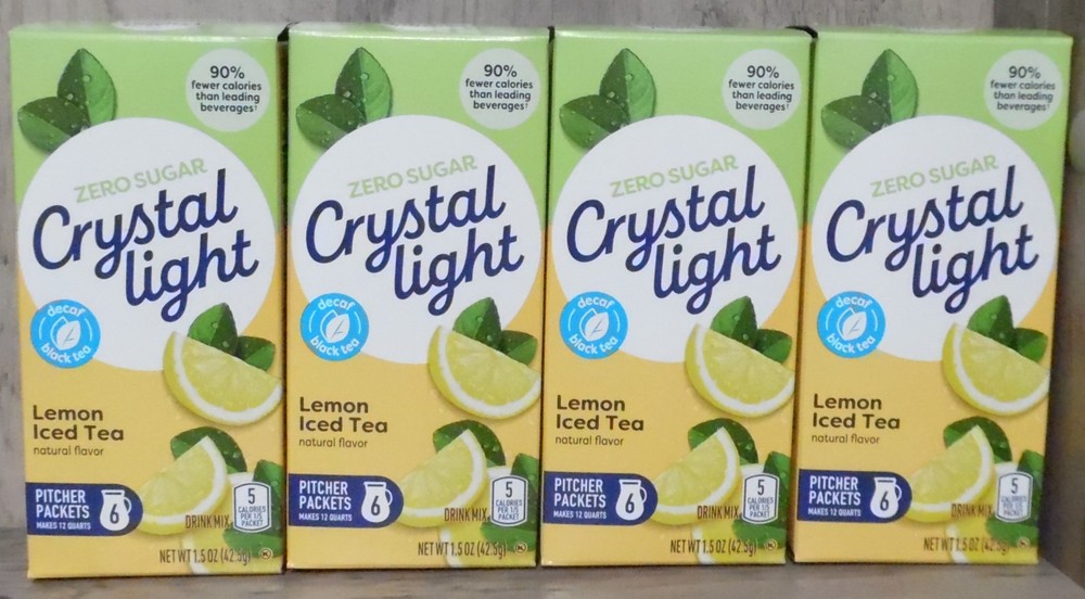 4 Crystal Light Zero Sugar Lemon Iced Tea DECAF Black Tea Drink Mix