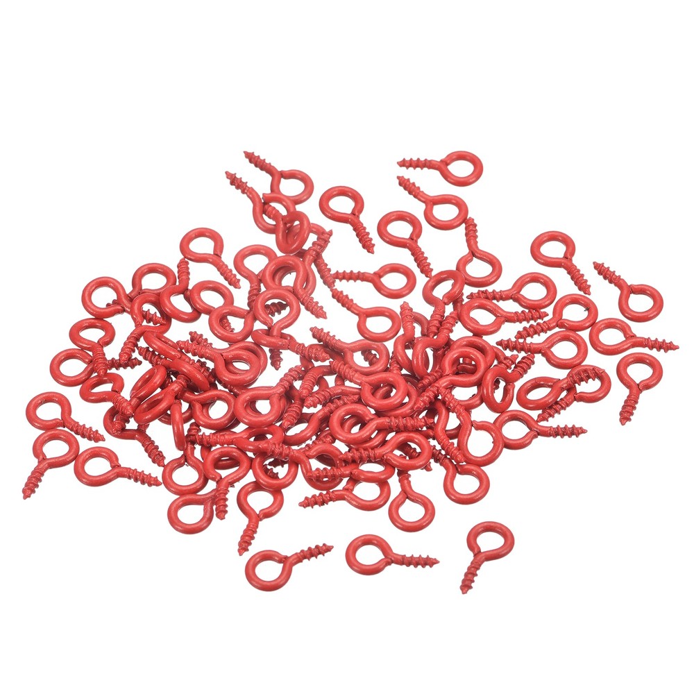 300Pcs Small Screw Eye Hooks Mini Eyelets Screws, 5x10x1.2mm, Red