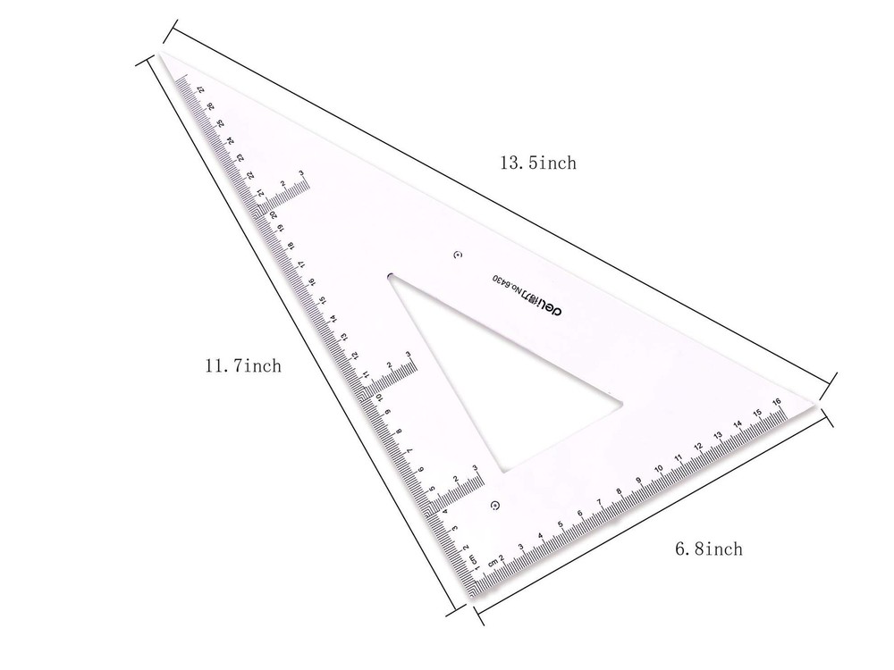 Large Triangle Ruler Square Set,Triangle Protractor,2 Pieces (Size 3)