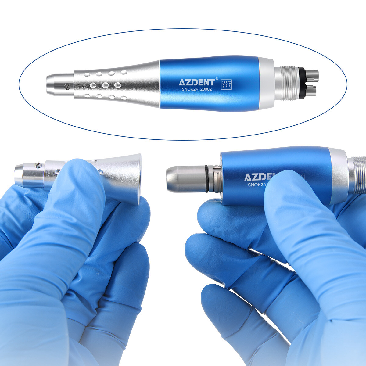 AZDENT Dental Hygiene Prophy Handpiece Air Motor 4HOLE 4:1 Nose Cone 360° Swivel