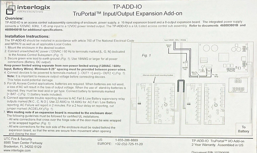 INTERLOGIX TRUPORTAL ACCESS CONTROL TP-ADD-10
