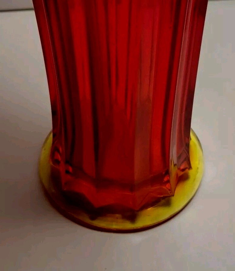 Amberina Ruby Glass Vase 12" Tall Viking, L E Smith?