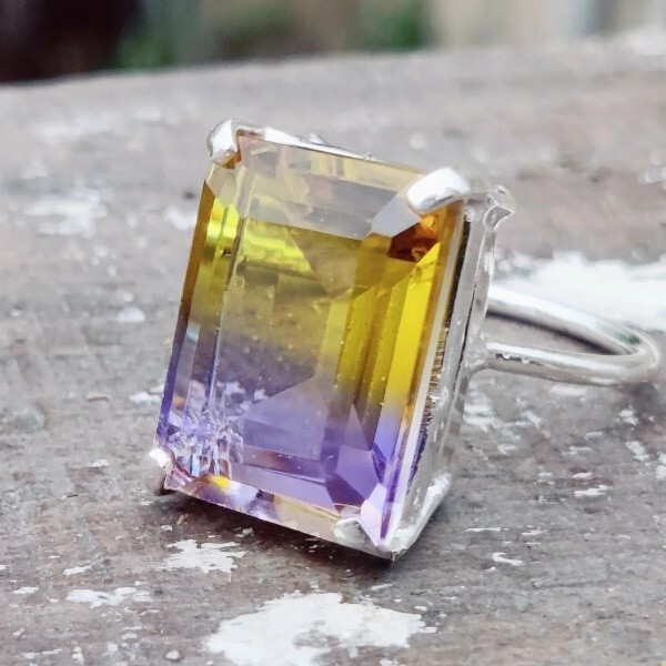 Ametrine Solid 925 Sterling Silver Statement Handmade Women Ring, All Size M611