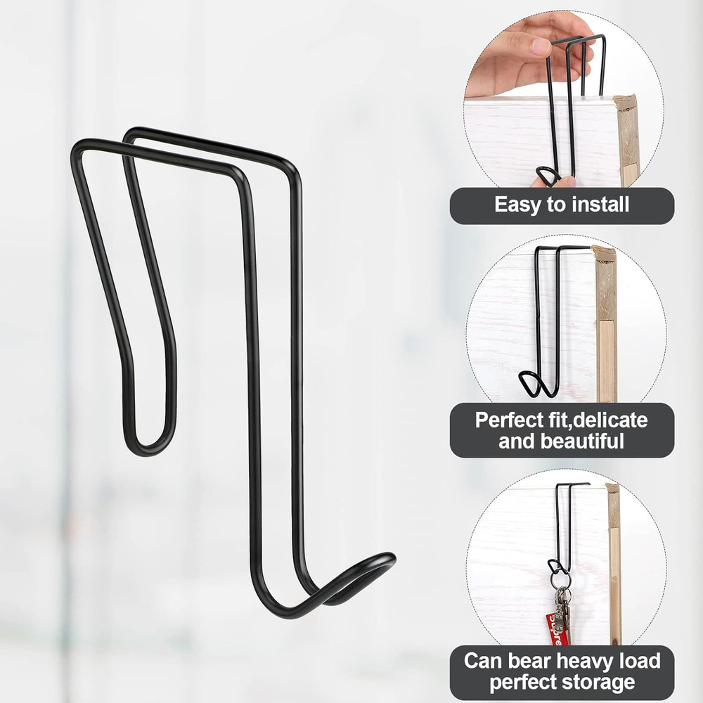 4-Pack Black Wire Cubicle Hooks for Office Partition and Coat Hanging