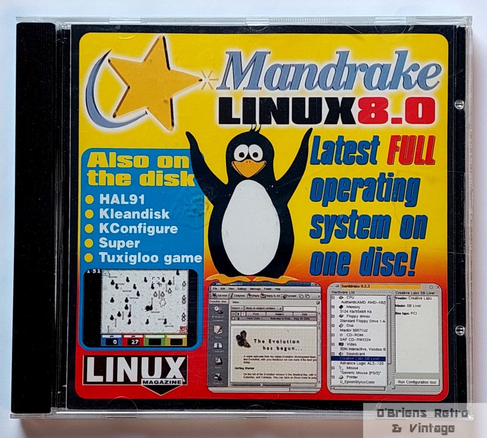 Mandrake Linux 8.0 – Full Operating System – Linux Magazine Cover CD – 2001