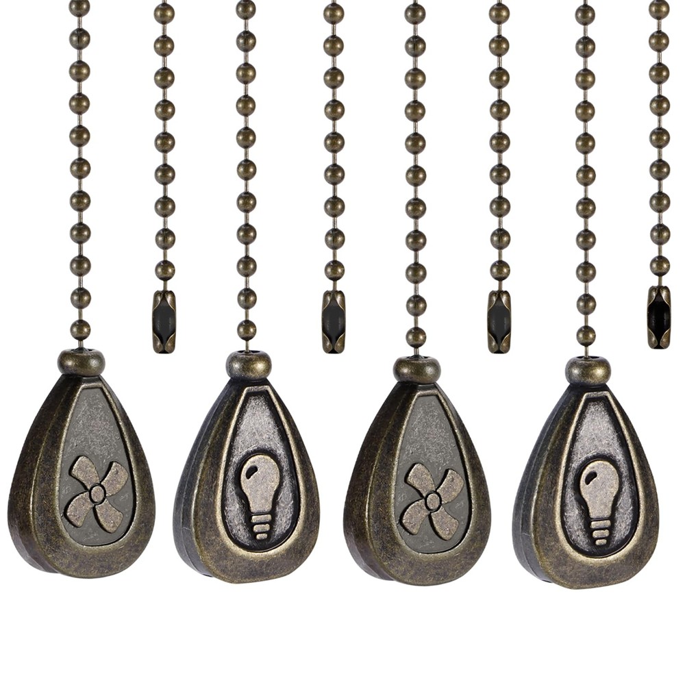 4 Pack Bronzed Ceiling Fan Pull Chain Extension, 12 Inches Classic Drop Shape...