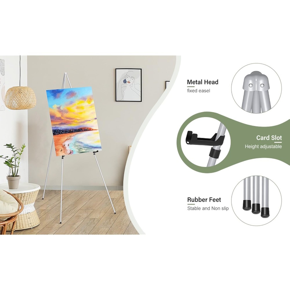63" Portable Silver Adjustable Artist Display Easel Tripod Stand Tripod Foldable