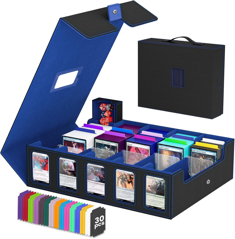 Trading Card Storage Box, 5 Row Card Deck Case with Commander Display & Portable