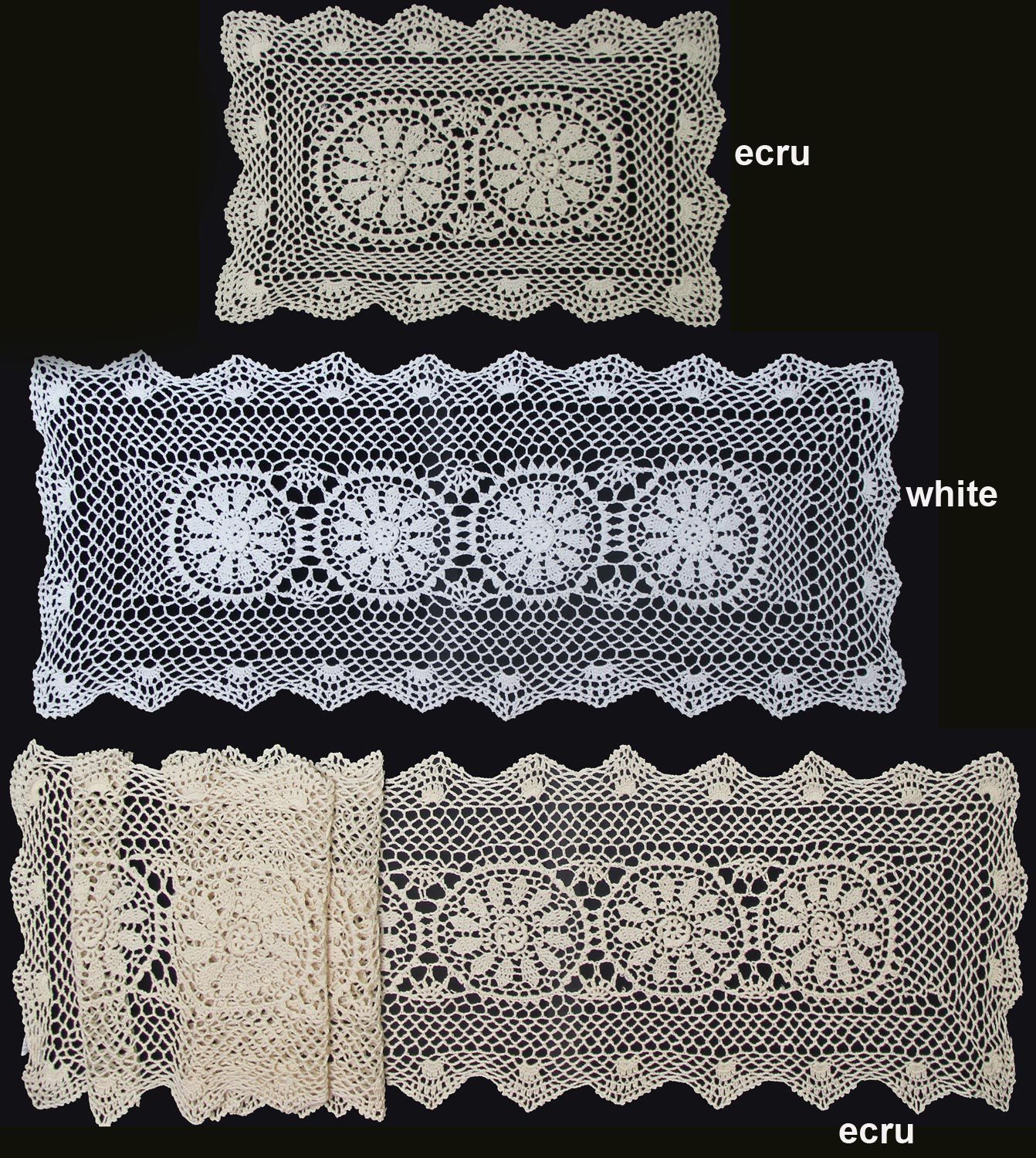 Crochet Lace Placemat Table Runner 14x20",14x36", 14x54", 14x72" Beige or White