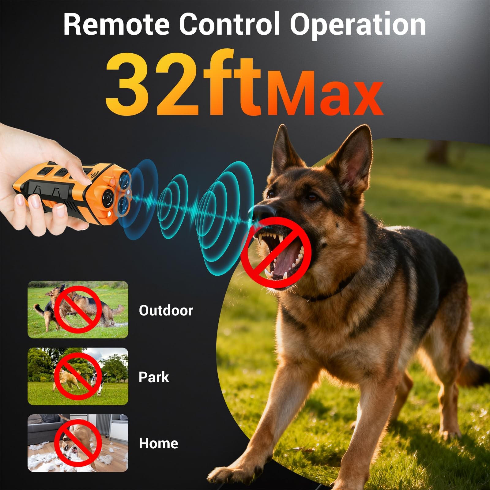 Dog Bark Deterrent Device, Upgrate Anti Barking Device for Dogs 32ft Max Rang...