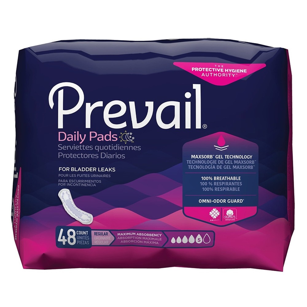 Prevail Daily Pads Regular 48 Ct Maximum Absorbency