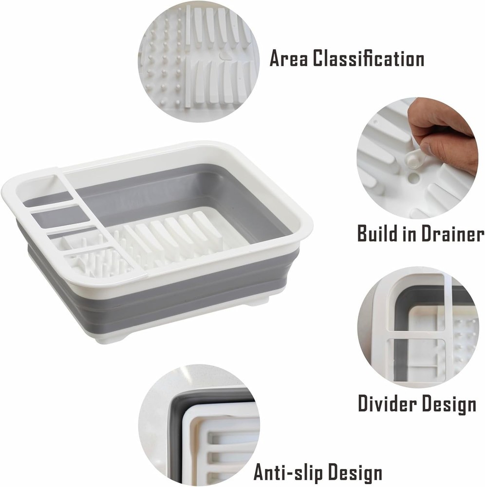 Collapsible Dish Drying Rack Foldable Drainer for Kitchen RV Camping Space Saver