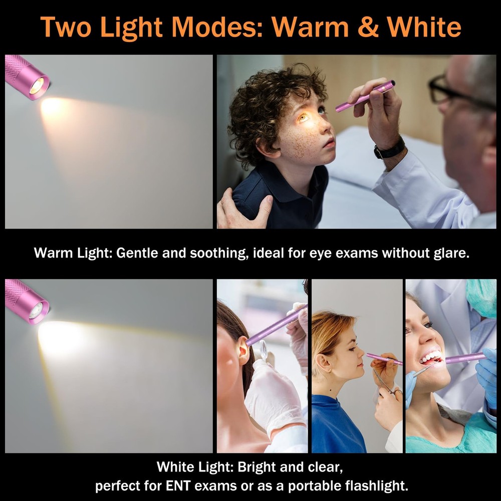 2-Pack Pen Light for Nurses â€“ Medical Penlight with One-Button Switch, Whit...