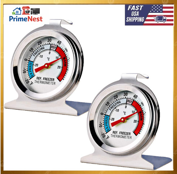 2 Pack Refrigerator Freezer Thermometer Large Dial Analog Thermometer