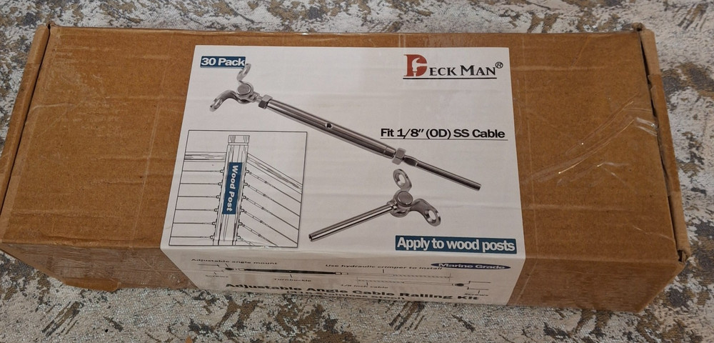 DeckMan T316 Adjustable Angle Cable Railing Kit 30-Pack Fits 1/8" (OD) SS Cable