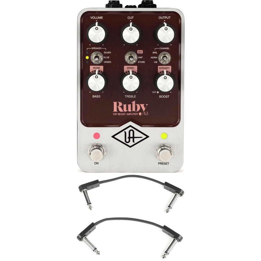 Universal Audio Ruby '63 Top Boost Amplifier Pedal with EBS Patch Cables