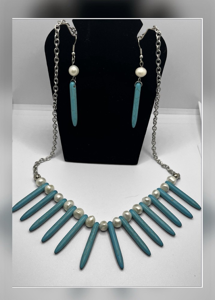 Turquoise & Freshwater Pearl Set