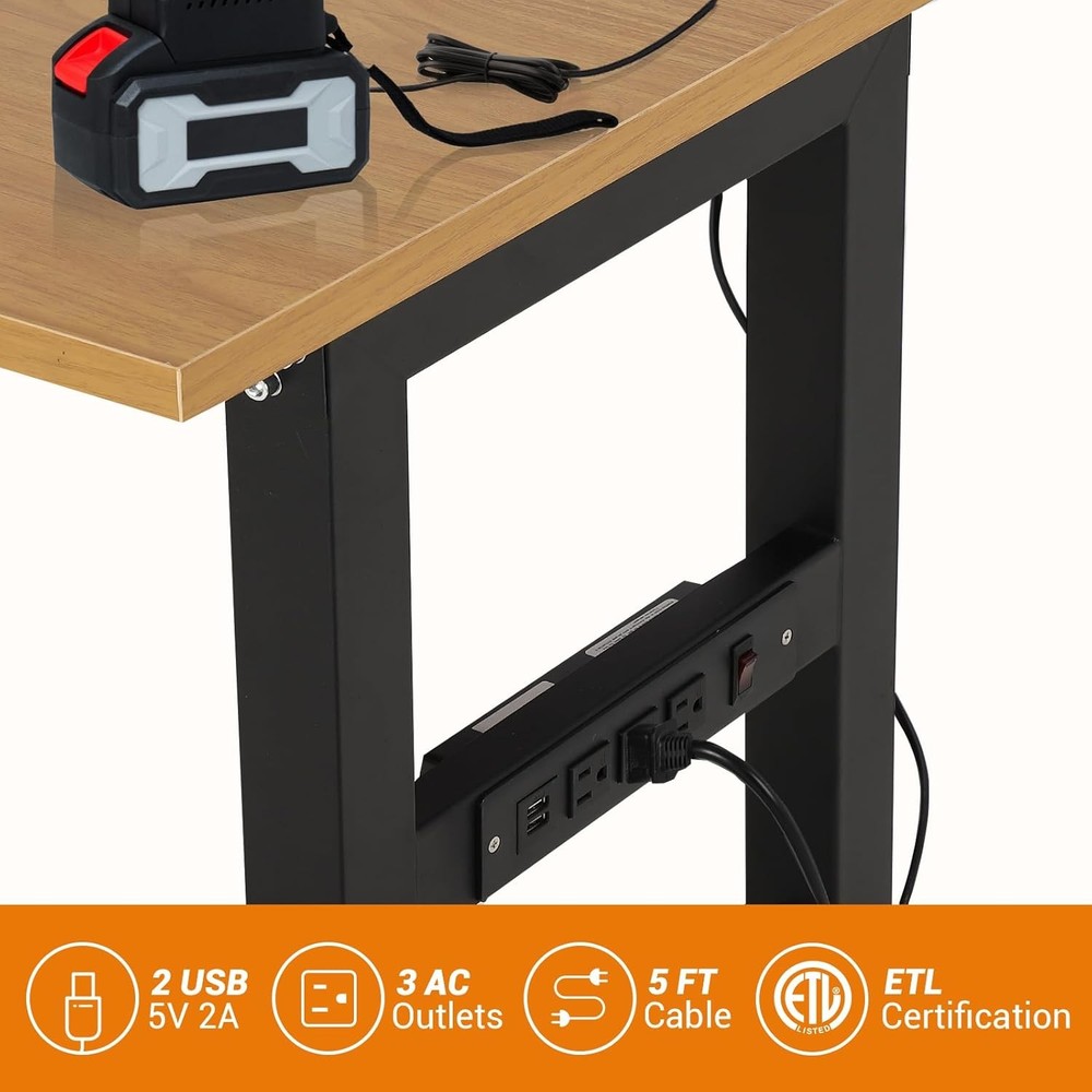 60x20 Inch Adjustable Workbench 2500 Lbs Work Table Tool Bench with Power Outlet
