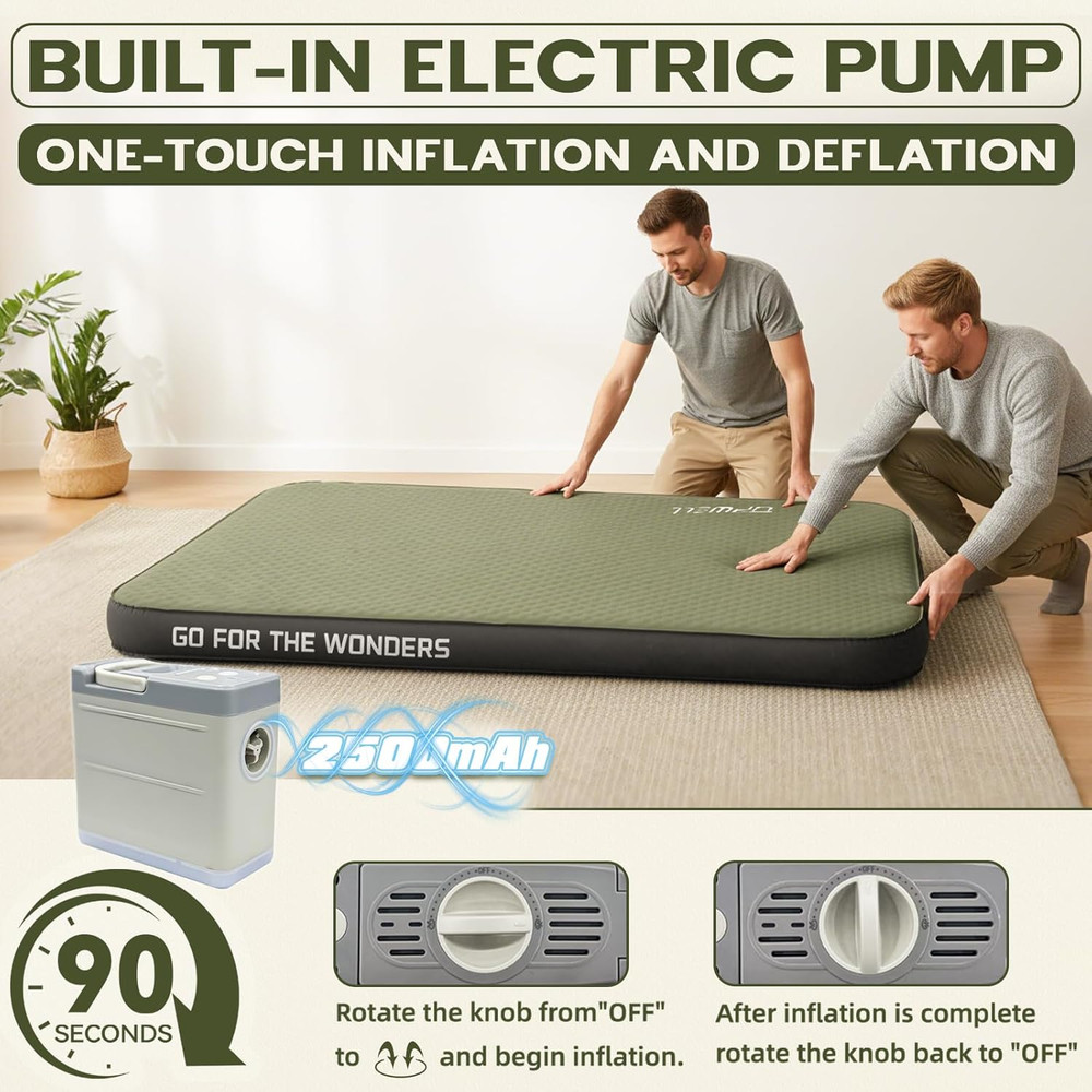 Self Inflating Sleeping Pad 4.5" Thickness Camping Mattress with Solid Foam Doub