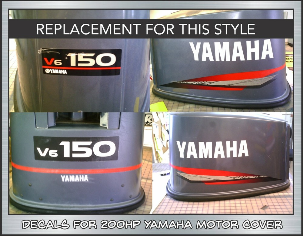 Yamaha 200hp V6 2Stroke Outboard Engine Decals Kit - Stickers