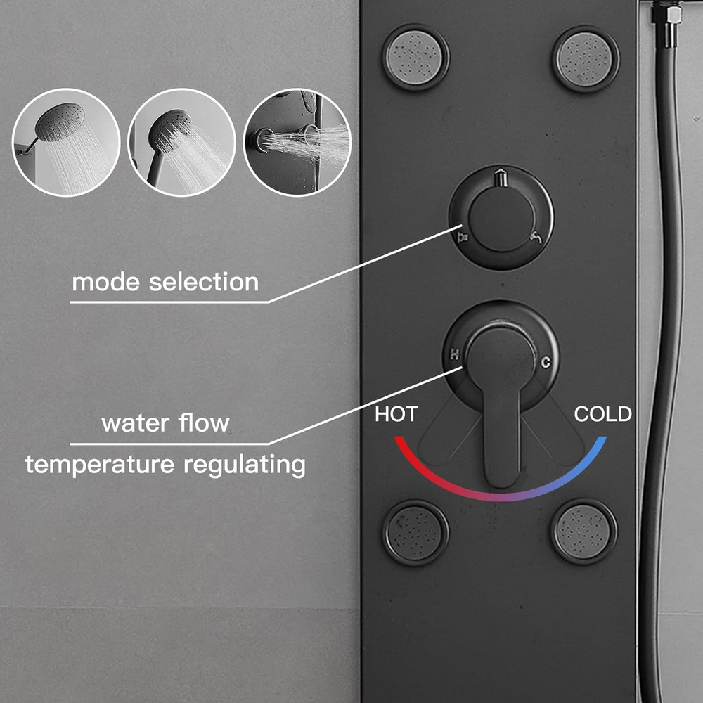 3 In1 Shower Panel Tower System Stainless Steel Multi-Function Shower Panel with