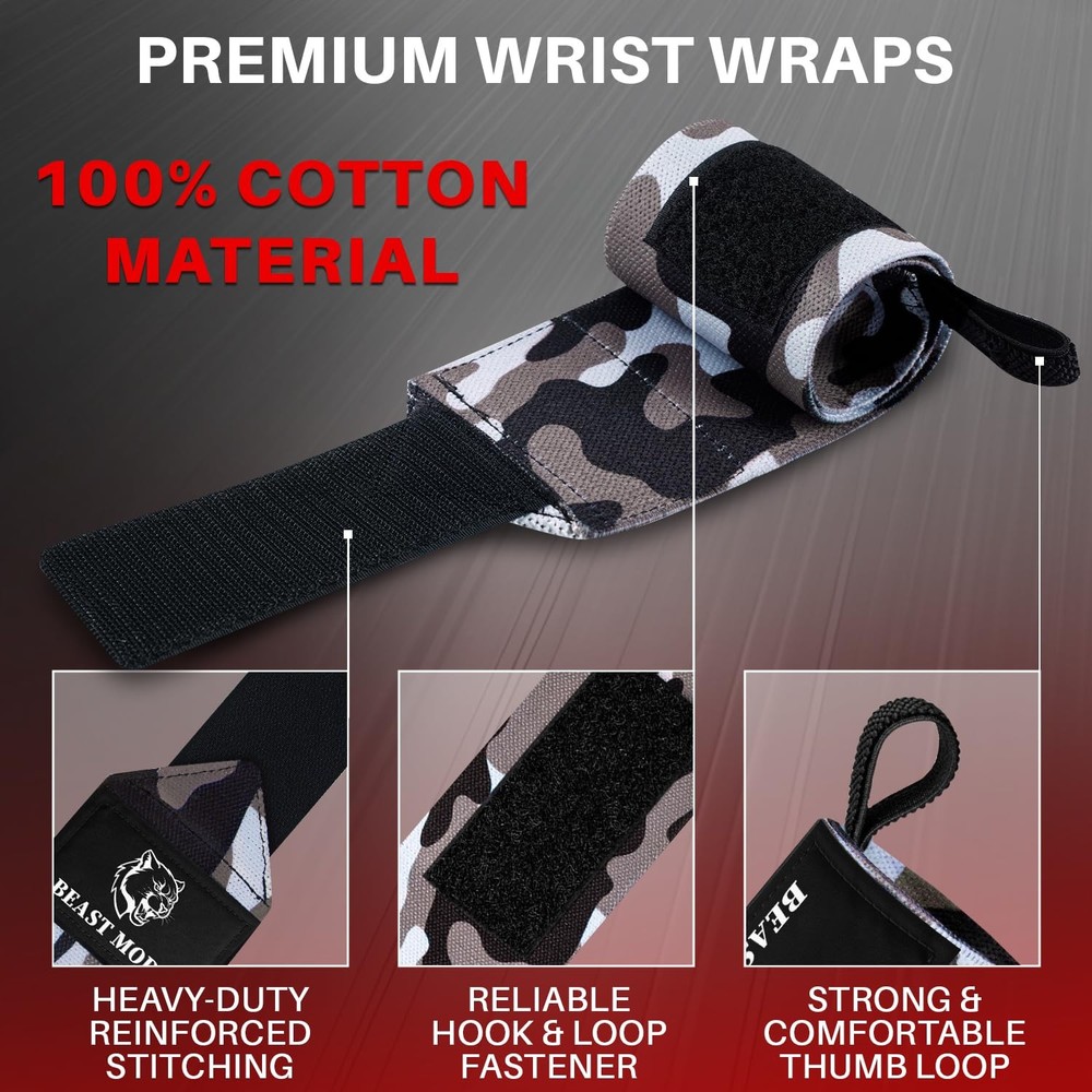 HeavyDuty Wrist Wraps with Thumb Loop for Powerlifting & Strength Training