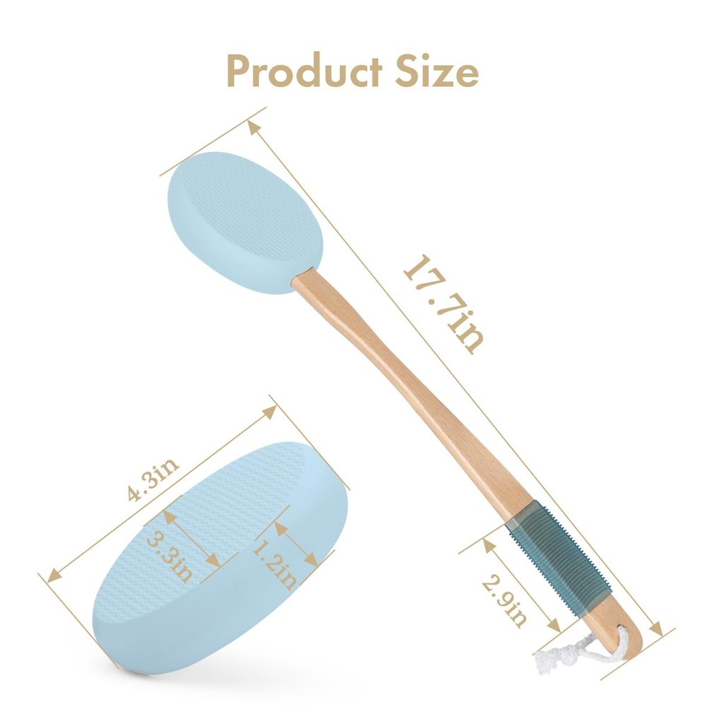 AmazerBath Lotion Applicator for Back, Feet, 4 Replaceable Pads with Blue
