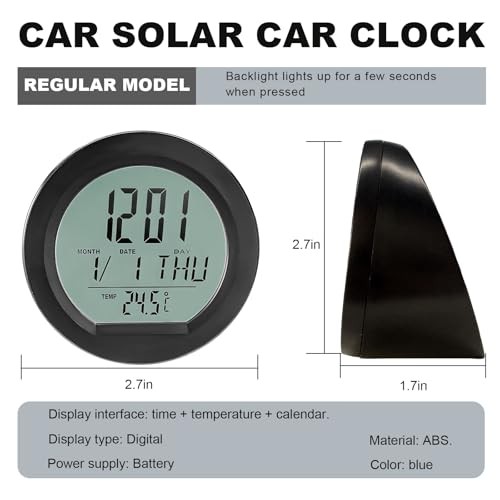 Car Digital Thermometer Clock, Dashboard Clock with Standard Digital Clock
