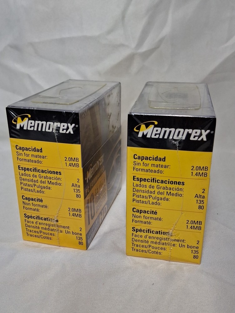 2 packs, Memorex PC Formatted - 3.5" Computer Diskettes High Density - NEW