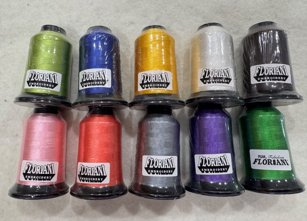 Floriani Embroidery Thread 10 New Spools Polyester Multiple Colors