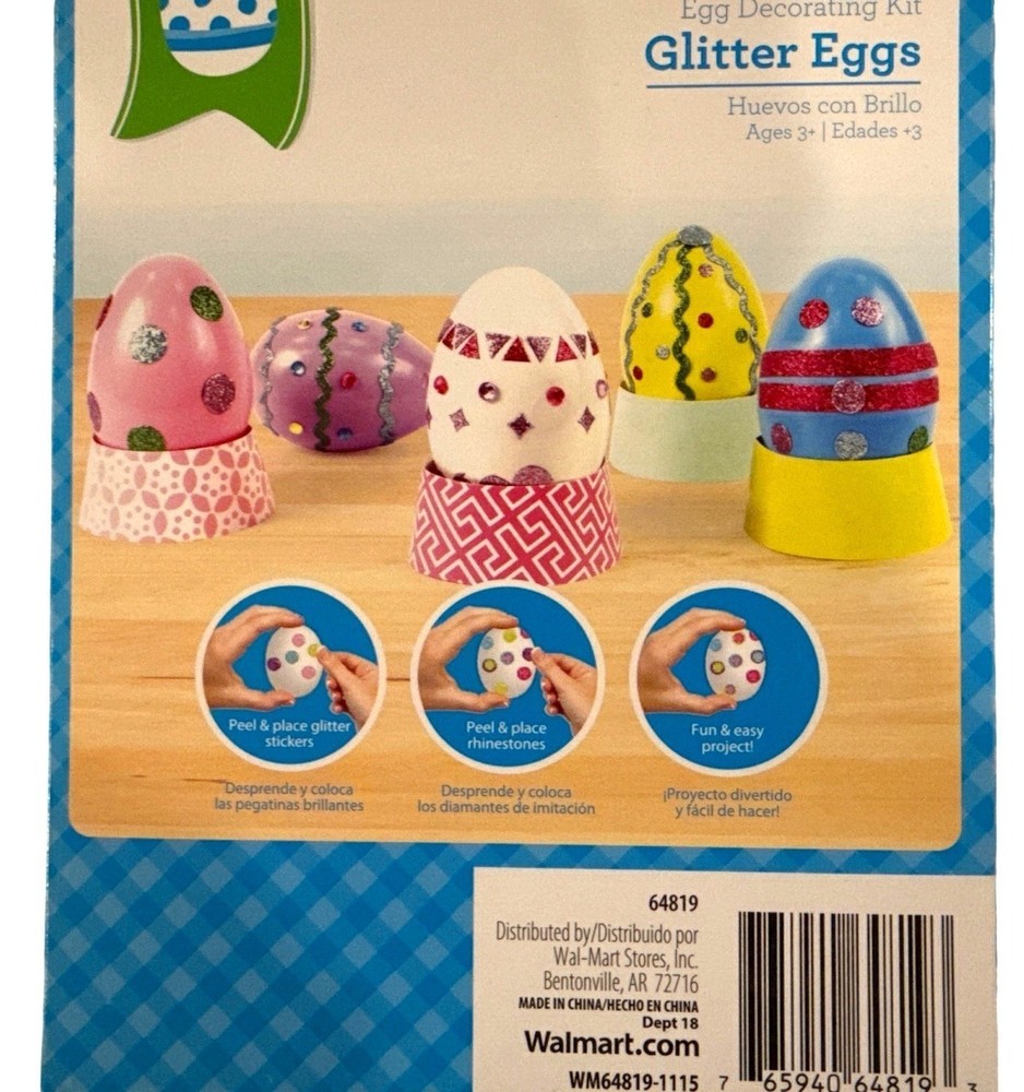 WALMART Easter Glitter Eggs Decorating Kit With Tray + Glitter Sticker Sheets +