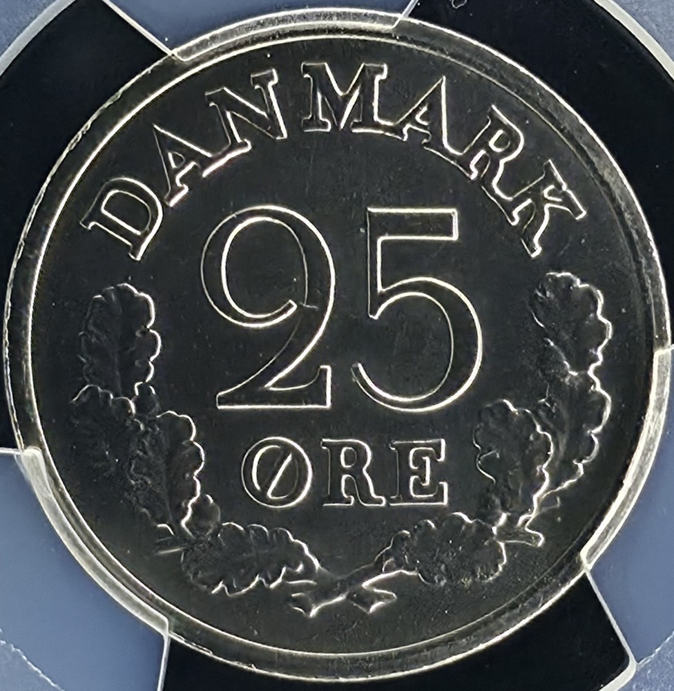 1965 Denmark 25 Ore Frederik IX | PCGS MS63