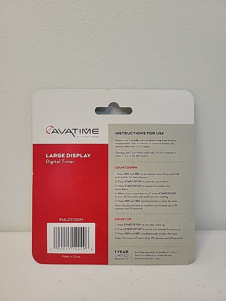 AvaTime Large Display Digital 100 Minute Magnet-Stand-Loop AAA Battery Included
