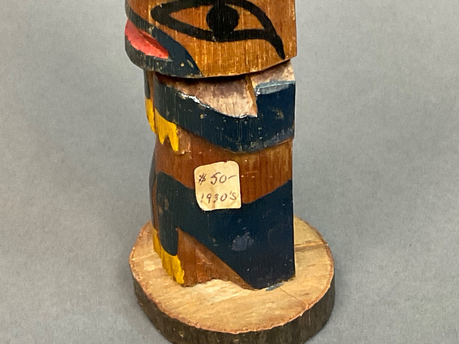 Native American Indian; Ye Olde Curiosity Shop; Cedar Wood Carved; 6-3/4" Totem