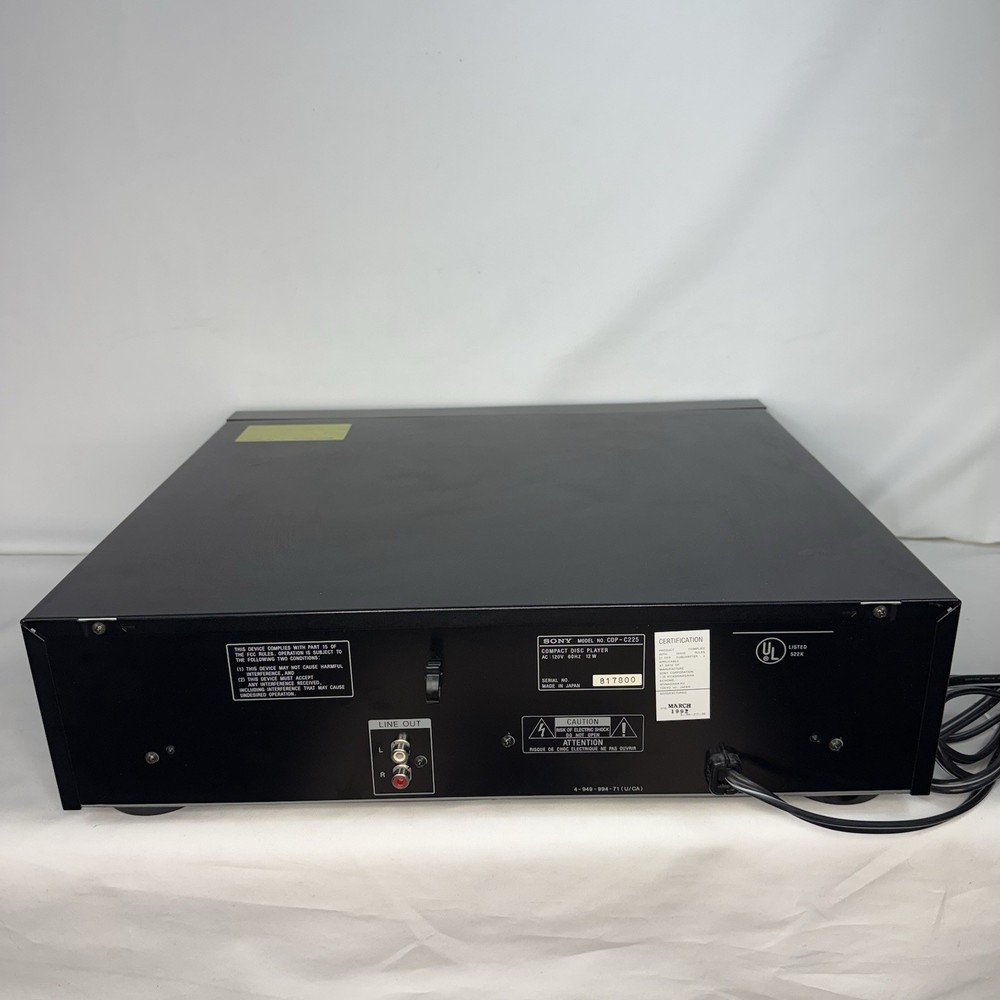SONY CDP-C225 5-Disc Carousel CD Player Changer No Remote Tested Works