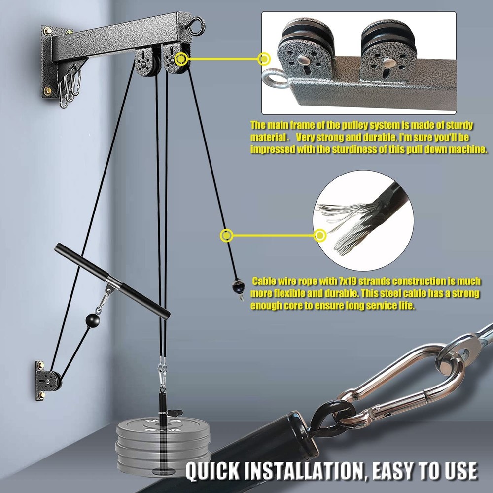 Wall Mount Pulley System for Gym - Lat Pull Down & Low Row Cable Machine