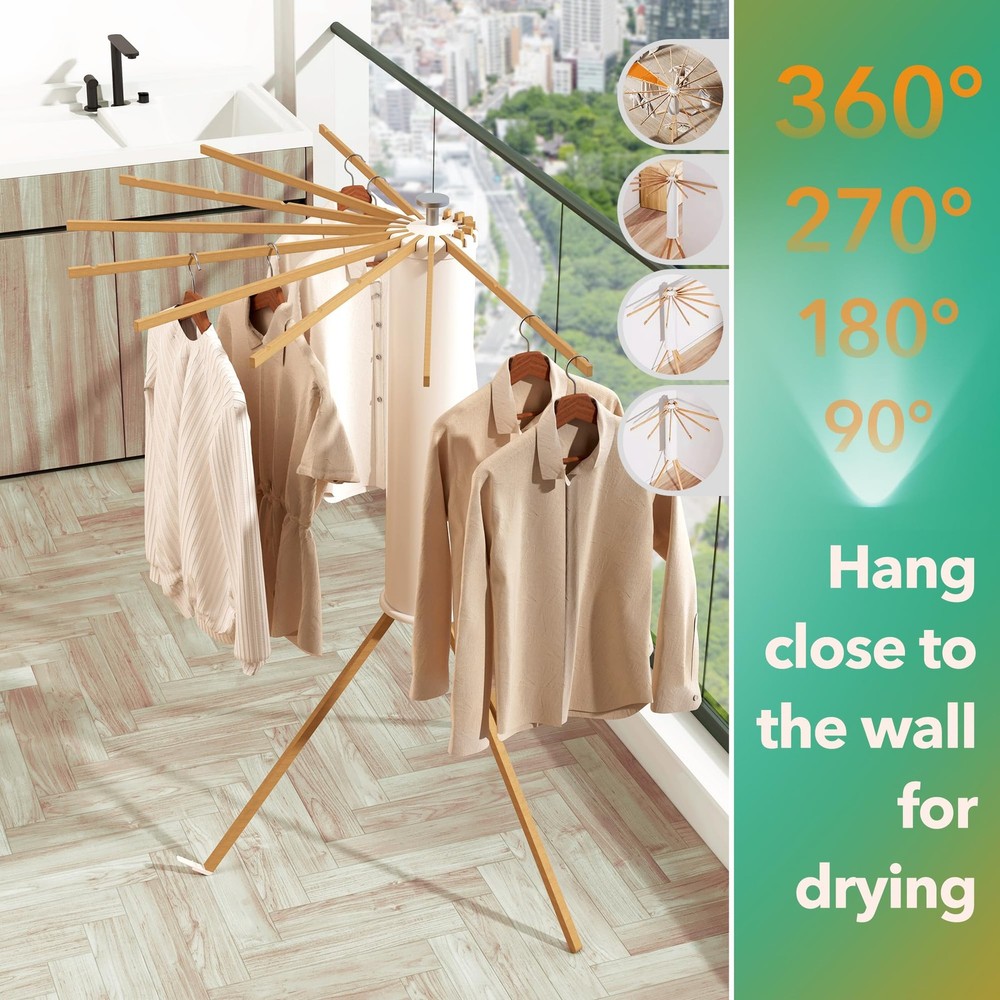 Tripod Clothes Drying Rack, Laundry Drying Rack for Clothing, Foldable Collap...