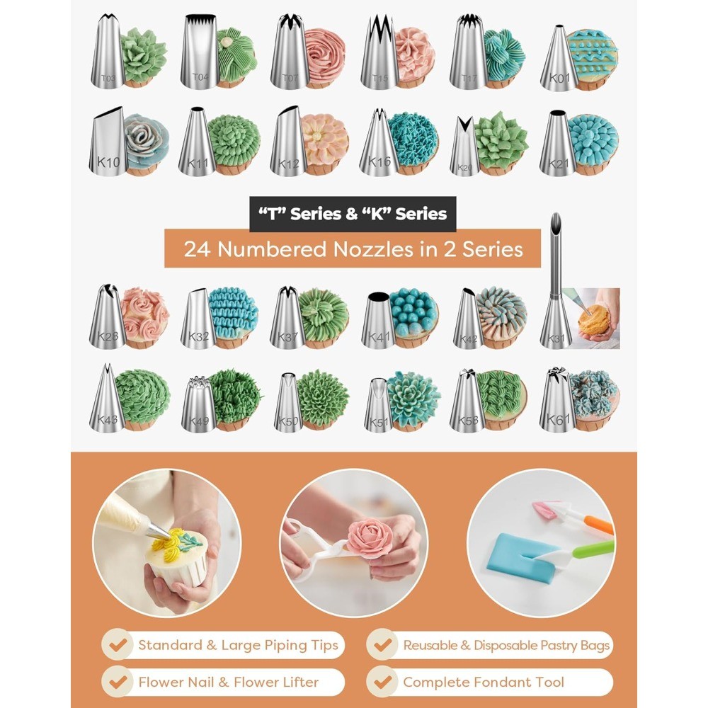 700PCS Cake Decorating Kit with Springform Pans, Turntable and Tips