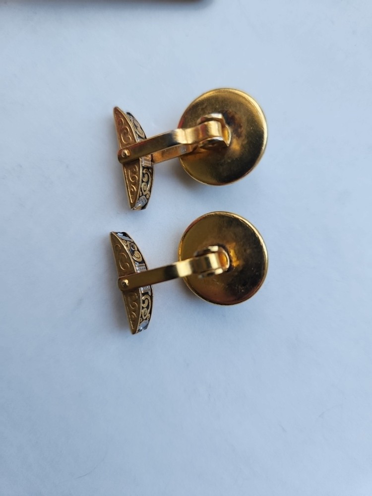 Vintage Damascene Cufflinks Tie Bar Eagle Set