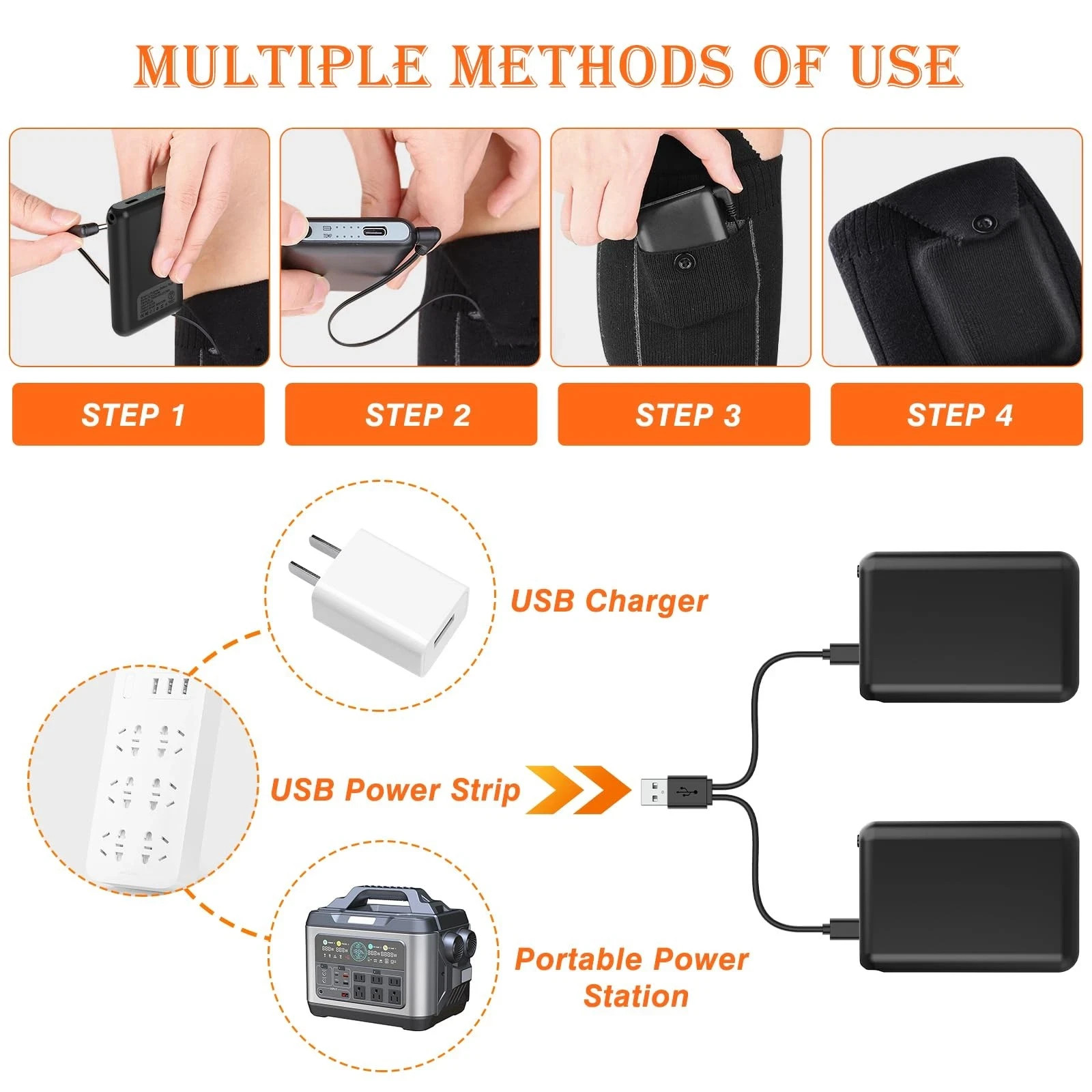 6000mAh Electric Heated Socks Foot Winter Warm Hunting Sock Rechargeable Black L